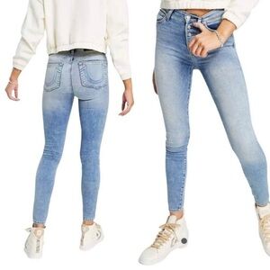 True Religion Halle High Rise Super Skinny Jeans Button Fly Acid Wash Sz 31